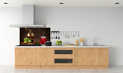 Rivestimento parete cucina con motivo a tema caffè e con supporto per macinacaffè