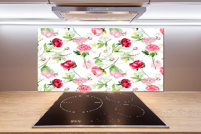 Pannello retrocucina con motivo di peonie rosa