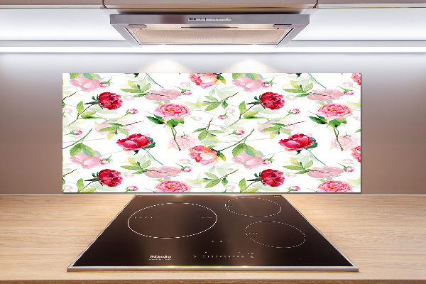 Pannello retrocucina con motivo di peonie rosa