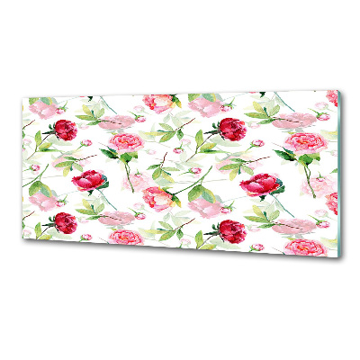Pannello retrocucina con motivo di peonie rosa