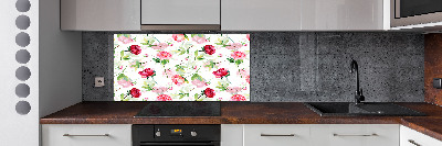 Pannello retrocucina con motivo di peonie rosa