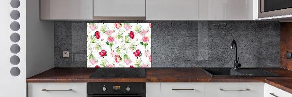 Pannello retrocucina con motivo di peonie rosa