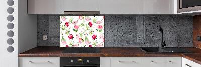 Pannello retrocucina con motivo di peonie rosa