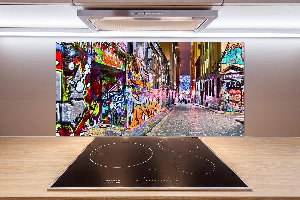 Rivestimento parete cucina con decorazione a graffiti colorati