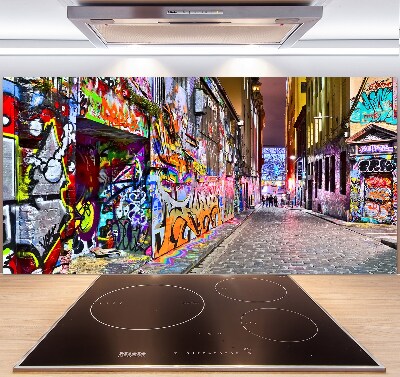 Rivestimento parete cucina con decorazione a graffiti colorati