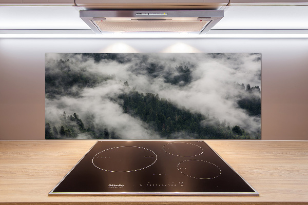 Rivestimento parete cucina con motivo Nebbia sulla foresta