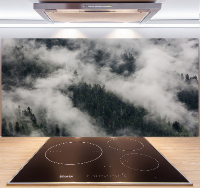 Rivestimento parete cucina con motivo Nebbia sulla foresta