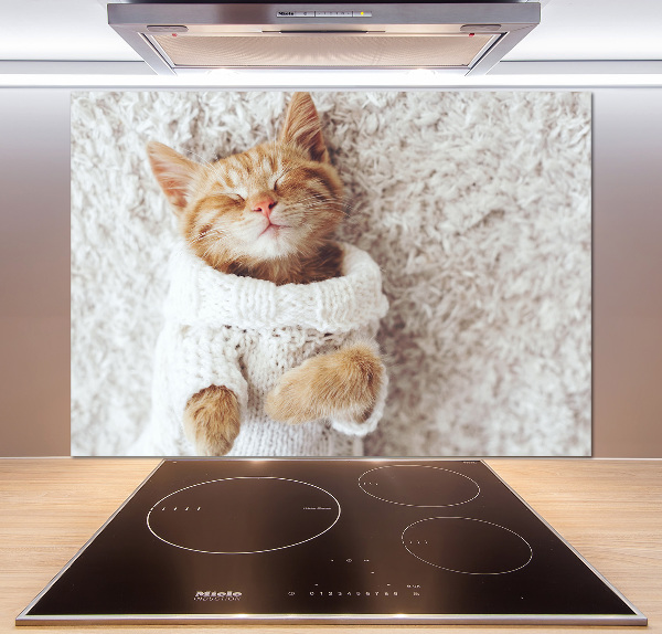 Rivestimento parete cucina con motivo di gattino con il maglione