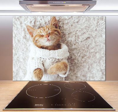 Rivestimento parete cucina con motivo di gattino con il maglione