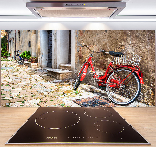Pannello paraschizzi cucina con motivo di bicicletta rossa