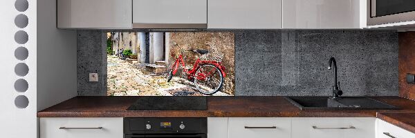 Pannello paraschizzi cucina con motivo di bicicletta rossa
