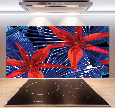 Pannello paraschizzi cucina con motivo di fiori tropicali