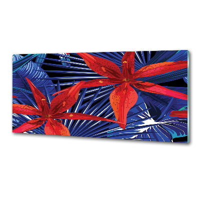 Pannello paraschizzi cucina con motivo di fiori tropicali