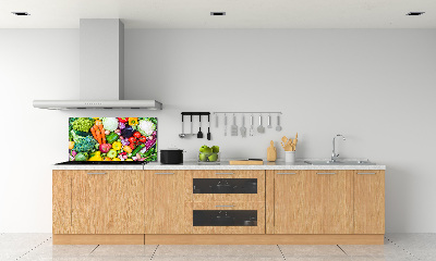 Rivestimento parete cucina con motivo di verdure colorate