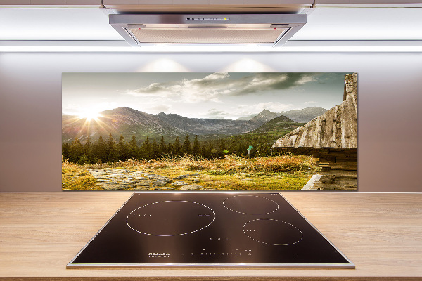 Pannello retrocucina con motivo casa in montagna