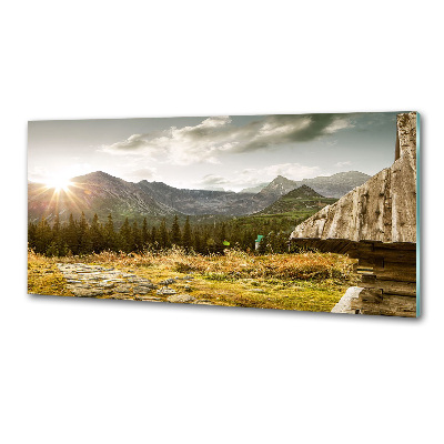 Pannello retrocucina con motivo casa in montagna