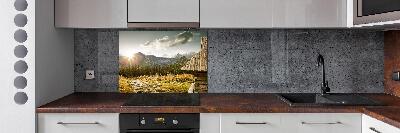 Pannello retrocucina con motivo casa in montagna