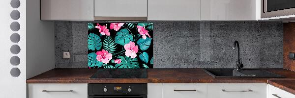 Pannello retrocucina con motivo di fiori tropicali