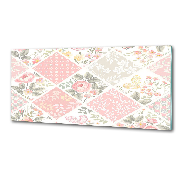 Pannello retrocucina con motivo di rose e farfalle