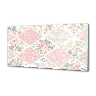 Pannello retrocucina con motivo di rose e farfalle