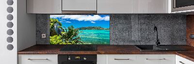 Pannello paraschizzi cucina con motivo Costa delle Seychelles