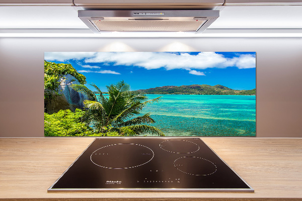 Pannello paraschizzi cucina con motivo Costa delle Seychelles