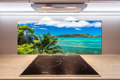 Pannello paraschizzi cucina con motivo Costa delle Seychelles