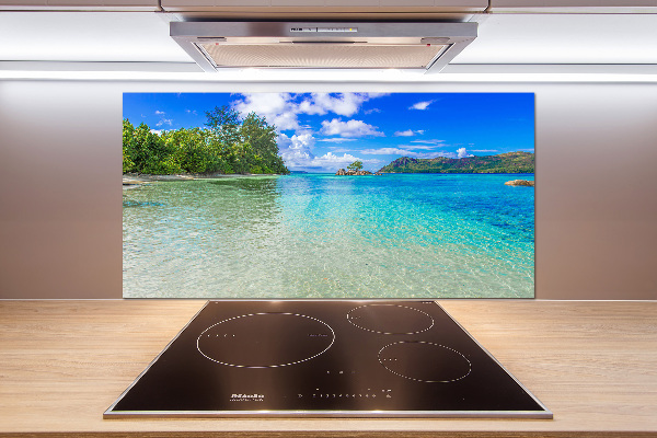 Rivestimento parete cucina con motivo Spiaggia delle Seychelles