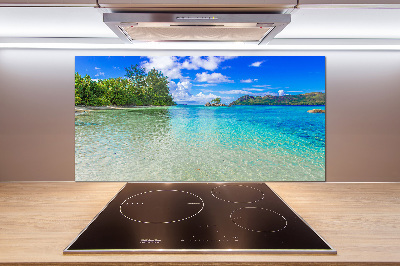 Rivestimento parete cucina con motivo Spiaggia delle Seychelles