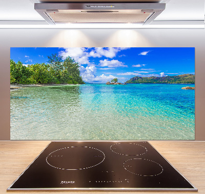 Rivestimento parete cucina con motivo Spiaggia delle Seychelles
