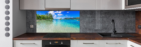 Rivestimento parete cucina con motivo Spiaggia delle Seychelles