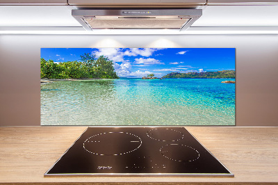 Rivestimento parete cucina con motivo Spiaggia delle Seychelles