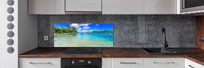 Rivestimento parete cucina con motivo Spiaggia delle Seychelles