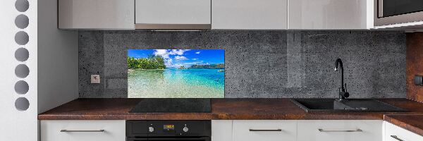 Rivestimento parete cucina con motivo Spiaggia delle Seychelles