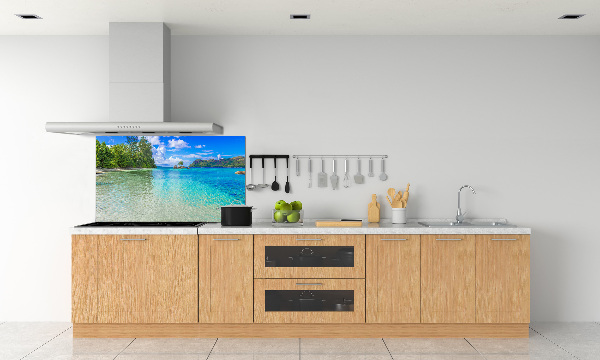 Rivestimento parete cucina con motivo Spiaggia delle Seychelles