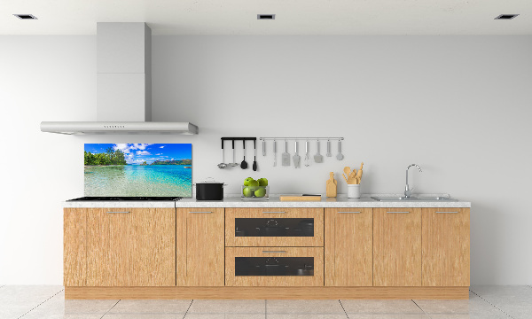 Rivestimento parete cucina con motivo Spiaggia delle Seychelles