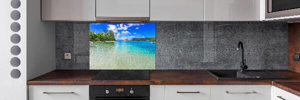 Rivestimento parete cucina con motivo Spiaggia delle Seychelles