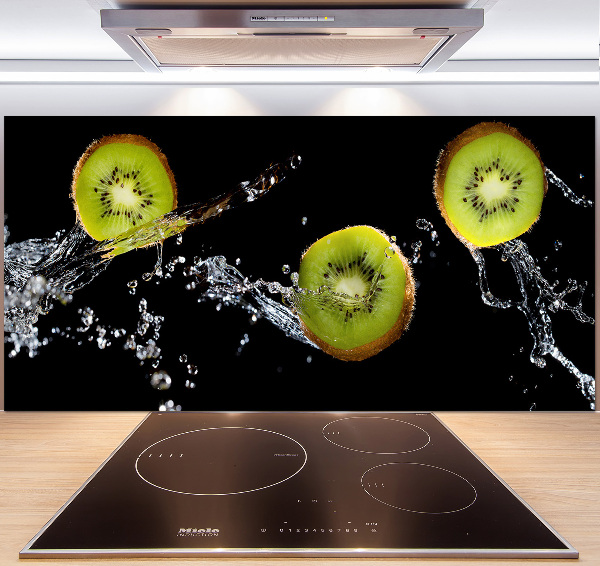 Pannello retrocucina con motivo di kiwi e gocce d'acqua