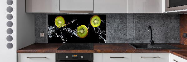 Pannello retrocucina con motivo di kiwi e gocce d'acqua