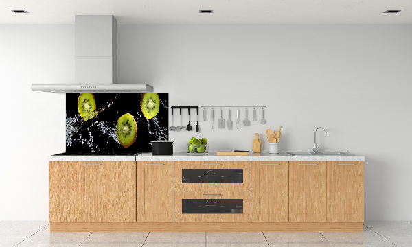 Pannello retrocucina con motivo di kiwi e gocce d'acqua