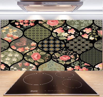 Rivestimento parete cucina con motivo floreale