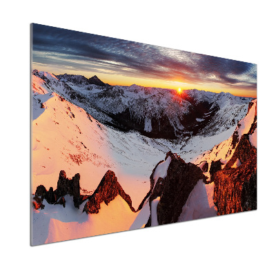 Pannello paraschizzi cucina con stampa raffigurante montagne in inverno