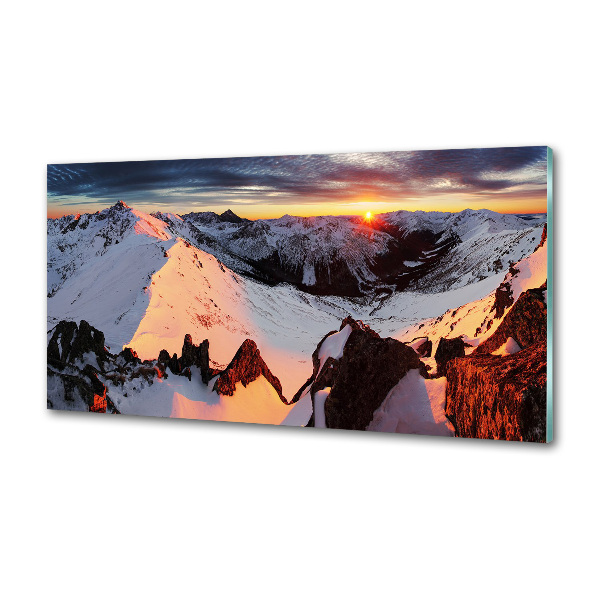 Pannello paraschizzi cucina con stampa raffigurante montagne in inverno