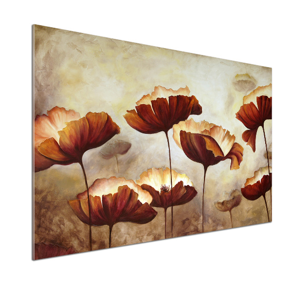 Rivestimento parete cucina con motivo papaveri