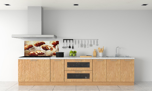 Rivestimento parete cucina con motivo papaveri