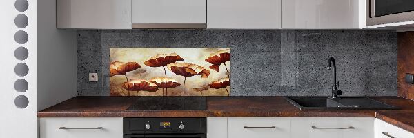 Rivestimento parete cucina con motivo papaveri