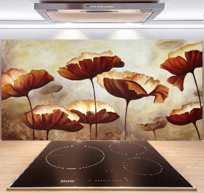 Rivestimento parete cucina con motivo papaveri