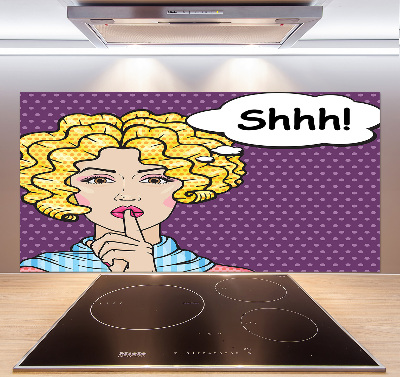 Pannello paraschizzi cucina con stampa della donna dei fumetti