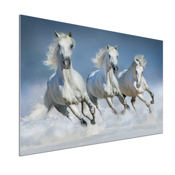 Pannello retrocucina con decorazione raffigurante cavalli al galoppo