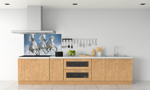 Pannello retrocucina con decorazione raffigurante cavalli al galoppo